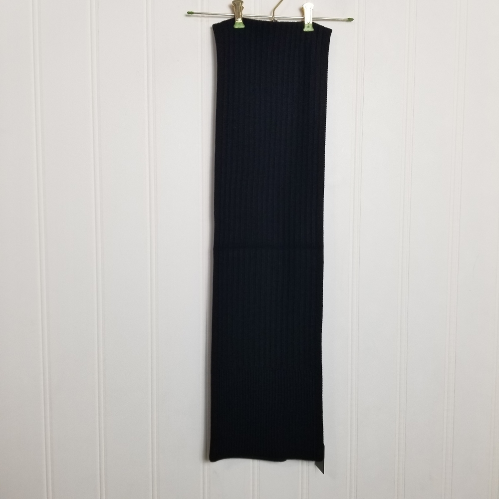 All Saints Winter Scarf Black Ribbed Wool Blend Winter Unisex Mens Accessory - Picture 10 of 14